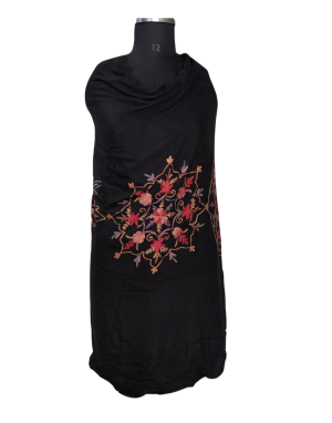 Women  Shawls Embroidery design Black